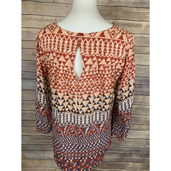 Lucky Brand Womens Small Blouse V Neck Keyhole - Picture 6 of 9